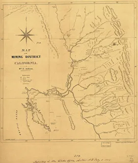 Bilder Datiert 2024 Februar: Karte des Bergbauregions Kalifornien, 1850 von William A. Jackson
