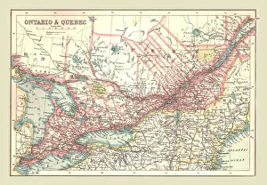 Edinburgh Geographical Institute Maps Drucke: Map of Ontario and Quebec, 1902. Creator: Unknown