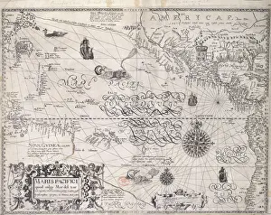 Karte des Pazifischen Ozeans, 1600. Ersteller: Benjamin Wright