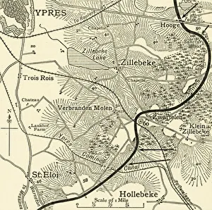 Western Front Trenches Drucke: Map showing the Scene of the German Attacks... First World War, February 1916, (c1920)