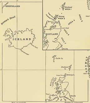 World War One Naval Battles Drucke: Map showing the Scope of the Operations of the 10th Cruiser Squadron... 1916, (c1920)