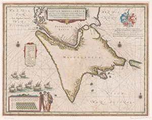 Willem Blaeu Cartography Drucke: Map of the Strait of Magellan, 1635-1664. Creator: Willem Blaeu