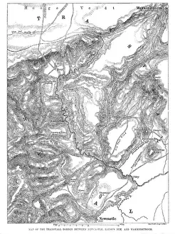 Karte Drucke: Karte der Grenze des Transvaal zwischen Newcastle, Laing's Nek und Wakkerstroom, 1881.