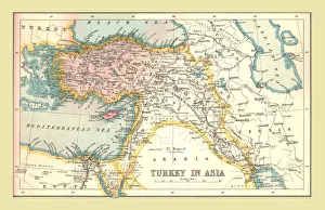 Drucke von Karte von Türkei im asiatischen Teil des Mittelmeers und der Küste Ägyptens sowie Teile des Nahen Ostens aus 'The Century Atlas of the World'. Veröffentlicht von John Walker and Co., Ltd Karte Drucke: Karte von der Türkei im asiatischen Teil des Landes, 1902. Schöpfer unbekannt