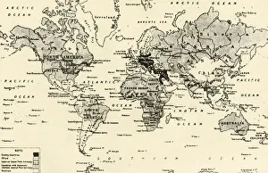 Black And White Maps Drucke: Map of the World After Three Years of War, 1917. Creator: Unknown