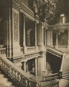 Neo Classical Architecture UK Drucke: Marble Balustrades of the Staircase in the Foreign Office, c1935. Creator: King