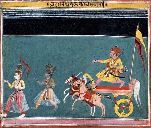 Der Marsch gegen Jarasandha, Blatt aus einem Bhagavata-Purana ... Mitte des 17. Jahrhunderts. Schöpfer unbekannt