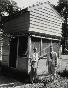 American Author Drucke: Mark Boyd and one unidentified man, c1940s. Creator: Unknown