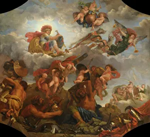 Musee De L Histoire De France Collection Drucke: Mars on his chariot pulled by wolves