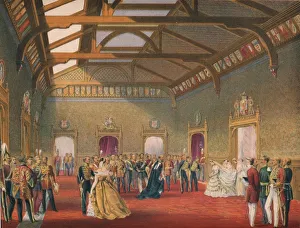 Windsor Castle Interior Drucke: Marshalling The Procession of the Bride, 1863. Artist: Robert Dudley