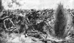 Military Uniforms WW1 Drucke: A Massive German Attack on the British Front