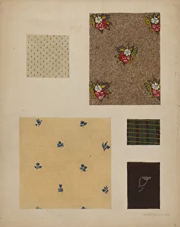 Materialien aus dem Patchwork-Bettbezug um ca. 1936 von der Künstlerin Frances Lichten