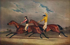 Horse Racing Art Drucke: Matilda Beating Mameluke, St. Leger, 1827, 1827. Artist: Benjamin Herring