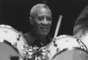 Black And White Jazz Photos Drucke: Max Roach, Queen Elizabeth Hall, London, 1996. Creator: Brian Foskett