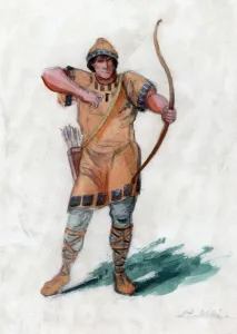 Bow And Arrow Art Drucke: Medieval man with a bow