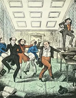 Victorian Fashion Clothing Drucke: Men dancing, 1841. Creator: Unknown