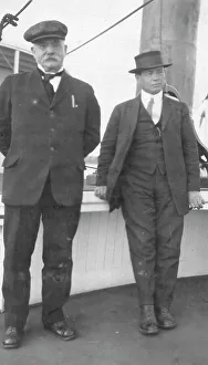 Early 1900s Transportation Drucke: Two men on deck of ship, between c1900 and 1916. Creator: Unknown
