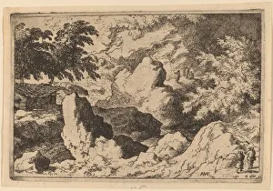 Drei Männer auf einer Felskante, wahrscheinlich um 1645/1656. Künstler: Allart van Everdingen