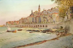 Mediterranean Sea Views Drucke: Mentone, from Garavan, c1910, (1912). Artist: Walter Frederick Roofe Tyndale