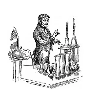 Royal Institution London Drucke: Michael Faraday lecturing at the Royal Institution, London, 1835 (20th century)