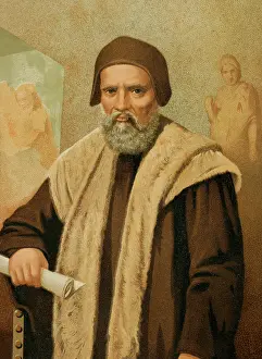 Drucke von Ein Meisterwerk der Renaissance - Michelangelo Buonarroti, 1475-1564. Der italienische Maler, Architekt und Bildhauer hinterließ ein unvergleichliches Erbe in Kunst und Architektur Michelangelo Buonarroti Drucke: Bildnis von Michelangelo, (Michelangelo Buonarroti)