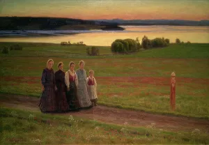Traditional Norwegian Clothing Drucke: Midsummer Night, Started 1901, finished 1902. Creator: Einar Ofsti