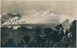 Black And White Mountain Range Drucke: Mighty Kinchinjunga, c1940
