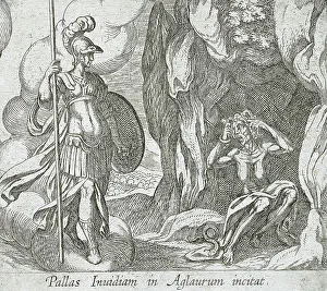 Antonio Tempesta Etching Drucke: Minerva at Envy's Cave, published 1606. Creators: Antonio Tempesta, Wilhelm Janson