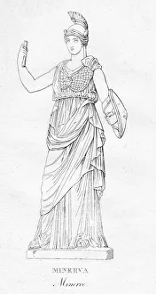 Roman Goddess Art Drucke: Minerva (Minerve), c1850
