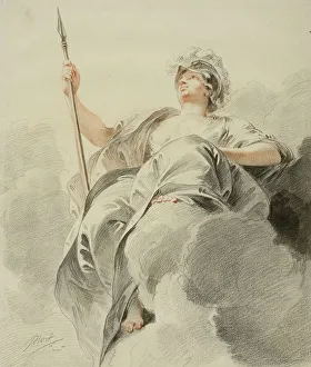 Heritage Art Netherlands Europe Drucke: Minerva seated on a cloud. Creator: Jacob de Wit