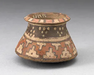 Kleiner Glasbehälter mit einem Muster ähnlich wie Stoff, um ca. 1450 bis 1532 n. Chr./ Datierung unklar; Künstler unbekannt