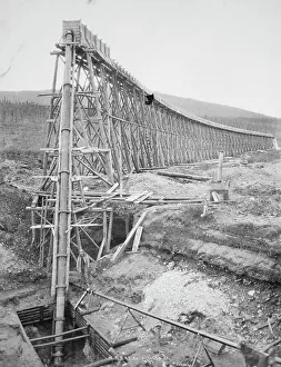 Unknown Photographer Black And White Images Drucke: Mining structure, between c1900 and c1930. Creator: Unknown