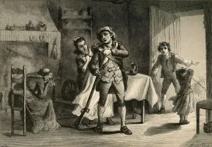 Albert Bobbett Artwork Drucke: A Minute Man Preparing for War, (1877). Creator: Albert Bobbett