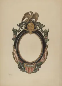 US Flag Symbolism Drucke: Mirror Frame, c. 1938. Creator: Lawrence Phillips