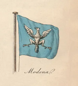 Blue And White Flag Design Drucke: Modena, 1838