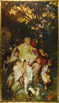 Allegory Painting Drucke: Modern Amoretti, Triptych, central panel, 1868. Creator: Makart, Hans (1840-1884)