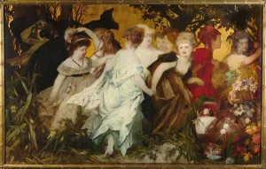 Moderne Amorette, Dreifaltigkeitsbild, linkes Panel , 1868. Schöpfer : Makart , Hans (1840 - 1884)