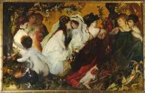 Austrian Oil Paintings Drucke: Modern Amoretti, Triptych, right panel, 1868. Creator: Makart, Hans (1840-1884)