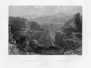 Asian Geography Drucke: The Monastery of Santa Saba (Mar Saba), Israel, 1841. Artist:s Bradshaw