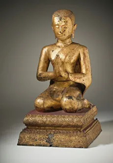 Thai Buddhist Figure Sculpture Drucke: Monk Devotee (image 1 of 2), 19th century. Creator: Unknown
