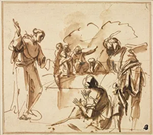 Pen And Ink Sketches Italy Drucke: A Monk Preaching, mid 17th century?. Creator: Pier Francesco Mola (Italian, 1612-1666)