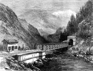 Civil Engineering History Drucke: Mont Cenis Railway scenery: the Dora Valley, near Salbertrand, 1871. Creator: Unknown