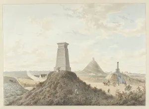 Anonymous Watercolour Paintings Drucke: Monuments at Waterloo, 1815, 1815-1820. Creators: Anon, Gerrit Lamberts