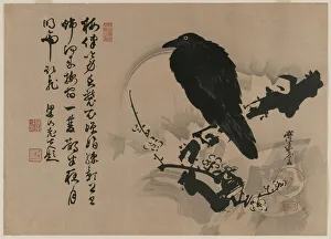 Vollmond mit Krähe auf Apfelzweig, Ende der 1870er Jahre. Schöpfer: Kawanabe Kyosai (Japanisch, 1831–1889)