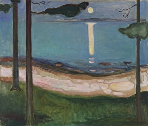 Norwegian Artist Edvard Munch Drucke: Moonlight, 1895. Creator: Edvard Munch