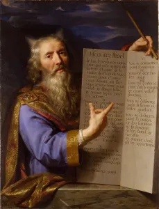 Oil On Canvas Fine Art Drucke: Moses with the Ten Commandments, c. 1650-1660