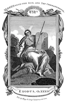 Moses Ten Commandments Drucke: Moses with the Rod, and Ten Commandments, c1808