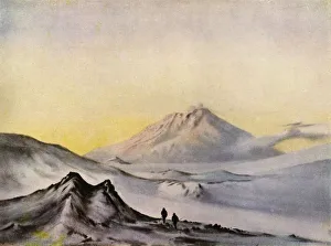 Mount Erebus Antarctica Drucke: Mount Erebus from Hut Point, c1911, (1943). Creator: Edward Wilson