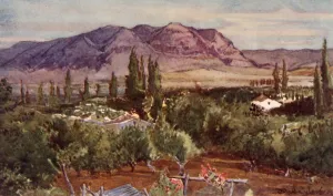 Judean Desert Landscape Drucke: The Mount of Temptation from Jericho, 1902. Creator: John Fulleylove