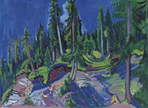 Expressionist Landscape Art Drucke: Mountain forest study, 1936. Creator: Kirchner, Ernst Ludwig (1880-1938)